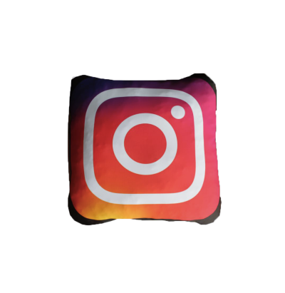 Almofada quadrada com logotipo da Instagram parcialmente colorido