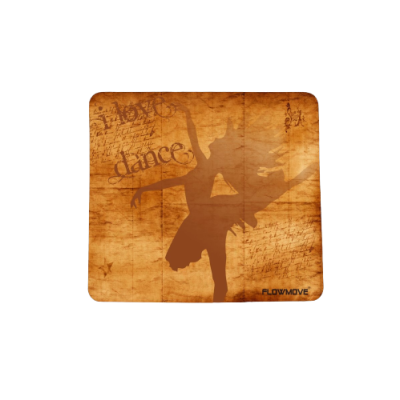 Tapete de rato com bailarina em tons castanhos e bege com texto decorativo