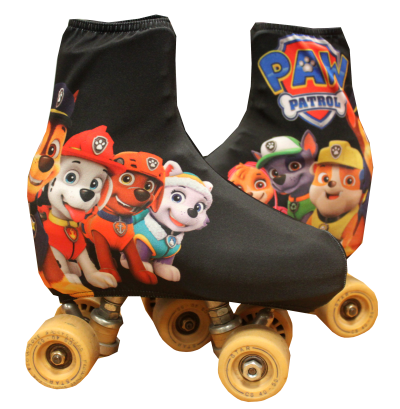 Sapatos de patins com proteção preta e personagens da PAW PATROL coloridos