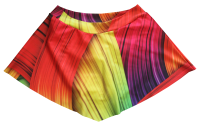 Mini saia colorida com padrão listrado vibrante