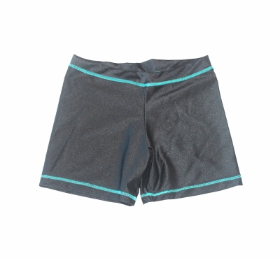 calções cinza escuro com costuras azuis