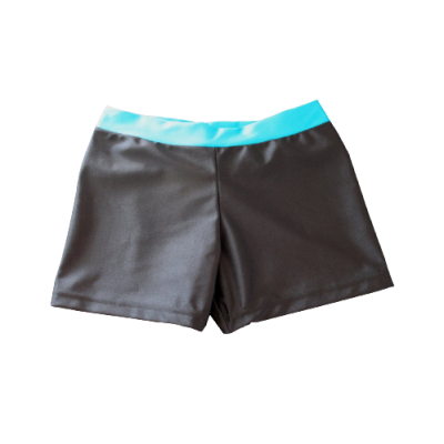 Calções de banho pretos com cós azul claro