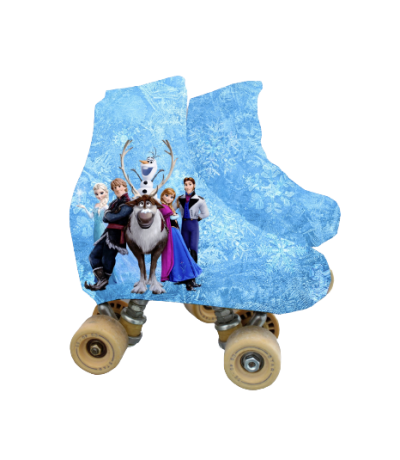 Patins azuis com personagens do filme Frozen