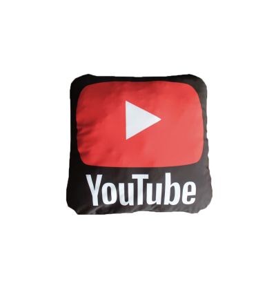 Almofada com logotipo YouTube em vermelho, branco e preto