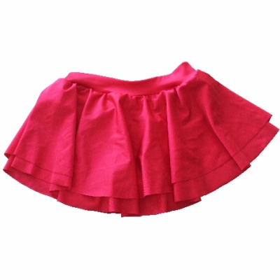 Saia curta vermelha de tecido com pregas e cintura elástica