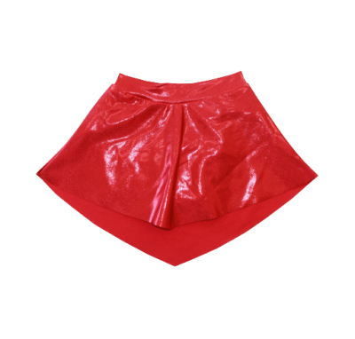 Mini saia vermelha brilhante com corte assimétrico