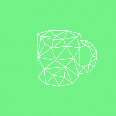 Padrão geométrico branco de caneca sobre fundo verde-claro