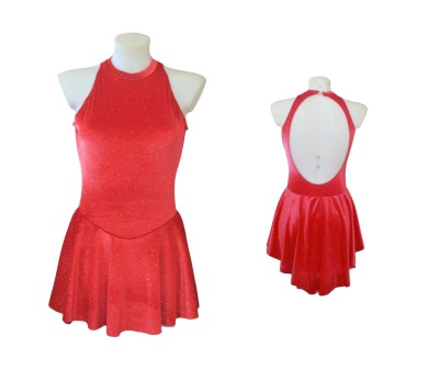 Vestido de dança vermelho brilhante com costas abertas