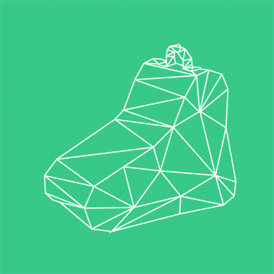 Desenho geométrico branco de um saco ou mochila em fundo verde