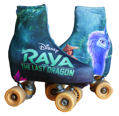Patins de rodas com capas estampadas do filme Raya and the Last Dragon
