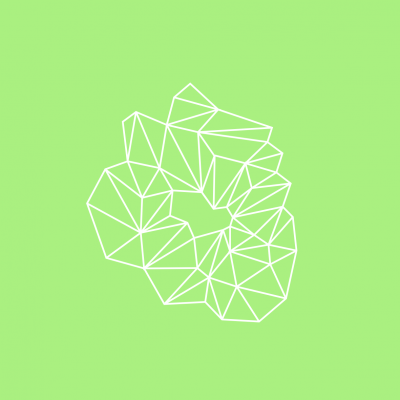 Desenho geométrico branco circular sobre fundo verde claro