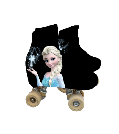 Patins de rodas com estampa da Elsa de Frozen e rodas amarelas