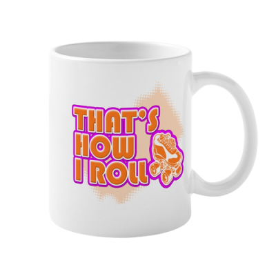 Caneca branca com texto e imagem de sushi