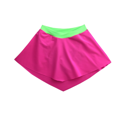 Saia rosa com cós verde fluorescente