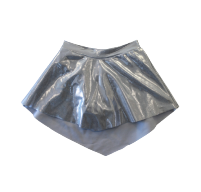 Saia curta prateada brilhante