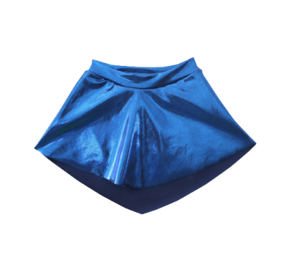 Saia curta azul metálica com cintura elástica