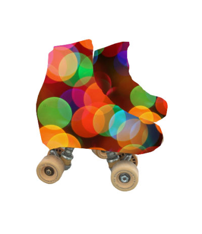 Patins de rodas com capa protetora colorida em círculos brilhantes