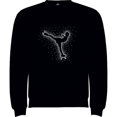Sweatshirt preta com ilustração branca de patinadora