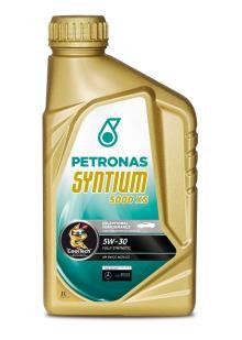 Garrafas douradas de óleo de motor PETRONAS SYNTIUM 5000 XS 5W-30