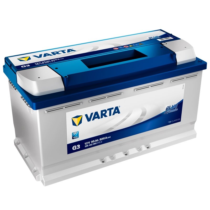Bateria automóvel Varta G3 12V 60Ah 540A branca com tampa azul