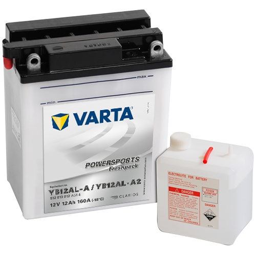 Bateria VARTA Powersports Freshpack 12V 12Ah 160A com recipiente de eletrólito