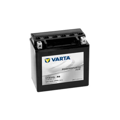 Bateria VARTA PowerSports AGM YTX14L-BS preta e prata com terminais metálicos