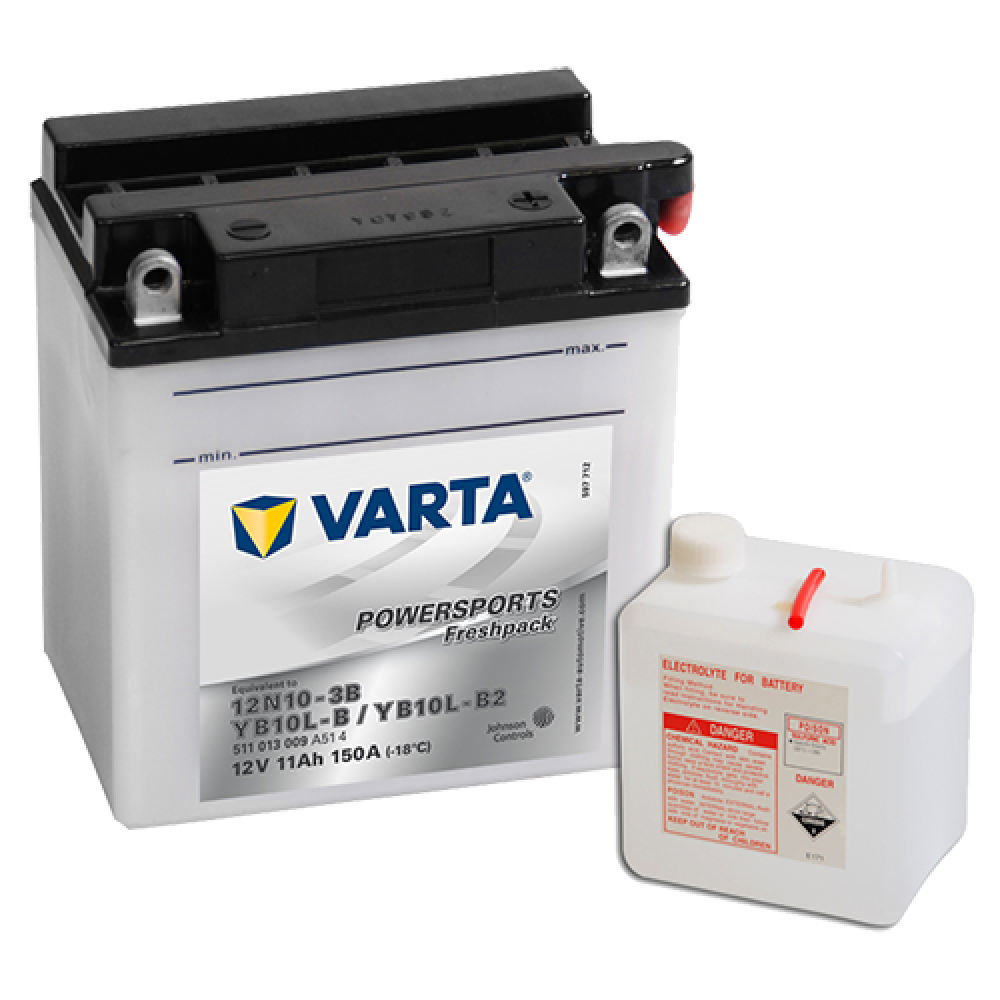 Bateria VARTA Powersports Freshpack 12V 11Ah 150A com recipiente de eletrólito branco
