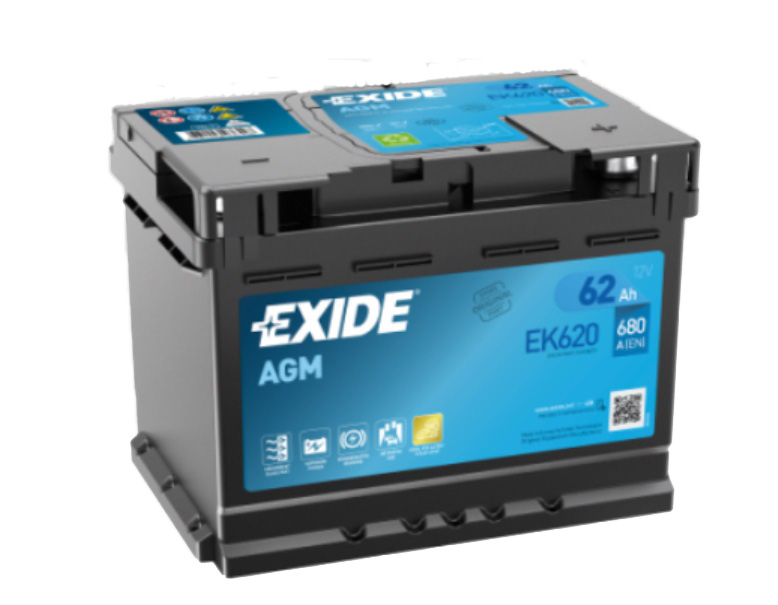 Bateria automóvel Exide AGM EK620 preta com etiqueta azul