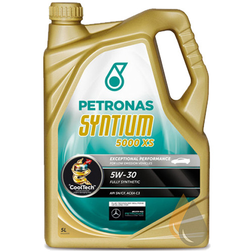 Garrafão dourado 5L óleo motor PETRONAS SYNTIUM 5000 XS 5W-30