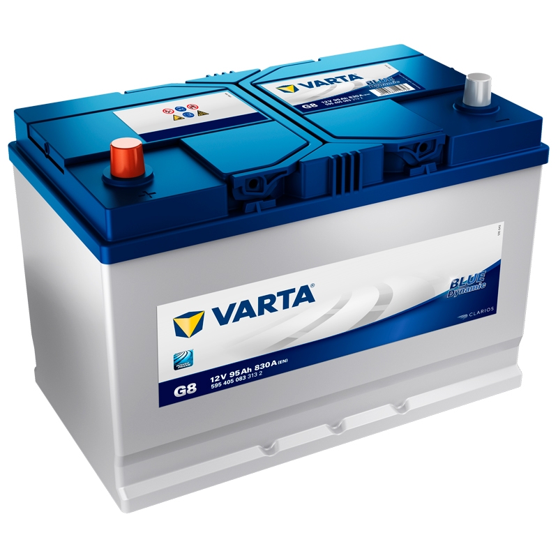 Bateria de carro Varta G8 12V 95Ah 830A caixa branca tampa azul