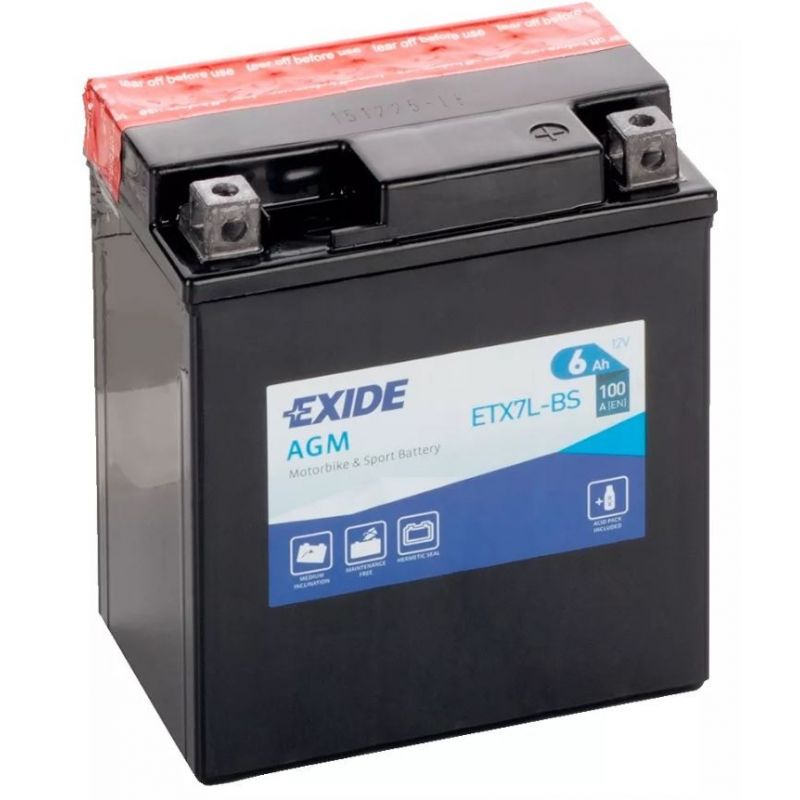 Bateria Exide AGM ETX7L-BS com capacidade de 6 Ah