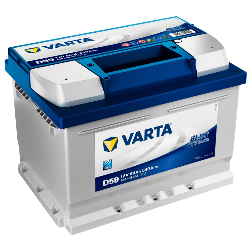 Bateria automóvel VARTA D59 12V 60Ah 540A azul e branca