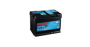 Bateria automóvel preta com etiqueta azul e vermelha TUDOR