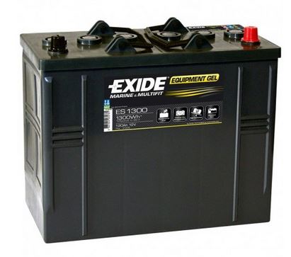 bateria preta Exide ES1300 com etiqueta e terminais