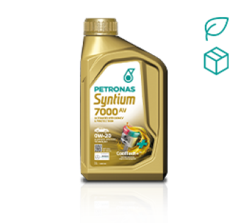 Frasco plástico dourado de óleo automotivo PETRONAS Syntium 7000 AV 0W-30