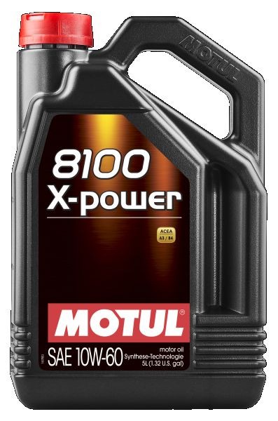 Recipiente de óleo de motor MOTUL 8100 X-power preto com tampa vermelha