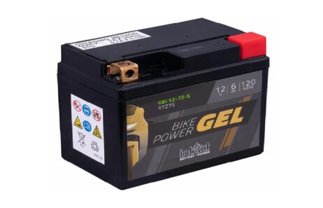 Bateria moto Gel Power 12V preto com terminal vermelho