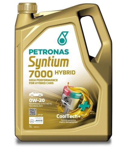 Recipiente de óleo de motor PETRONAS Syntium 7000 HYBRID dourado de 5 litros