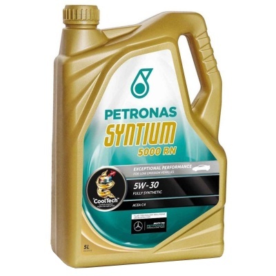 Recipiente dourado de óleo de motor PETRONAS Syntium 5000 RN 5W-30