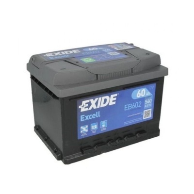 Bateria de automóvel Exide Excell EB602 preta com etiqueta azul
