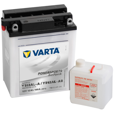 Bateria VARTA Powersports Freshpack 12V 12Ah 160A com recipiente de eletrólito