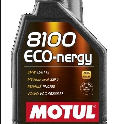 Frasco preto de óleo de motor MOTUL 8100 ECO-nergy com tampa vermelha