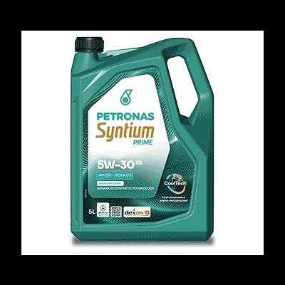 Recipiente de óleo para motor PETRONAS Syntium PRIME 5W-30 XS verde com etiqueta