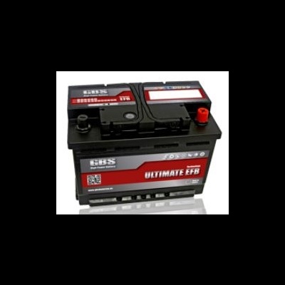 Bateria automóvel preta com etiqueta vermelha e branca ULTIMATE EFB