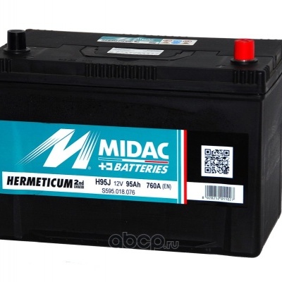 Bateria automóvel MIDAC BATTERIES 12V 95Ah preta com polos vermelho e preto