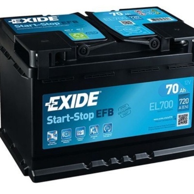 Bateria automóvel preta Exide Start-Stop EFB com etiqueta azul