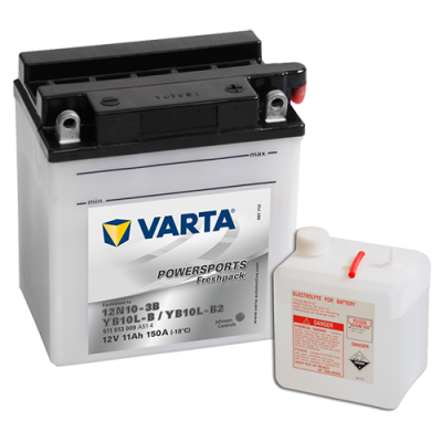 Bateria VARTA Powersports Freshpack 12V 11Ah 150A com recipiente de eletrólito branco