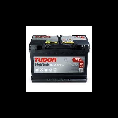 bateria automóvel preta TUDOR High Tech com etiquetas cinzentas e vermelhas