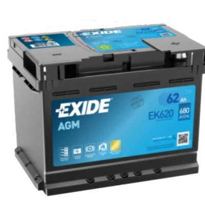 Bateria automóvel Exide AGM EK620 preta com etiqueta azul