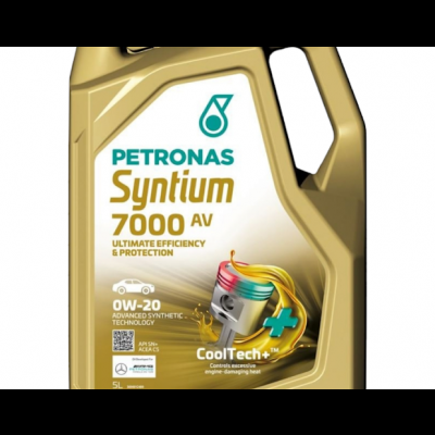 Recipiente dourado de óleo de motor PETRONAS Syntium 7000 AV 0W-20